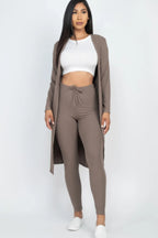 Ribbed Long Cardigan & Leggings Set | Mixtshop LLC