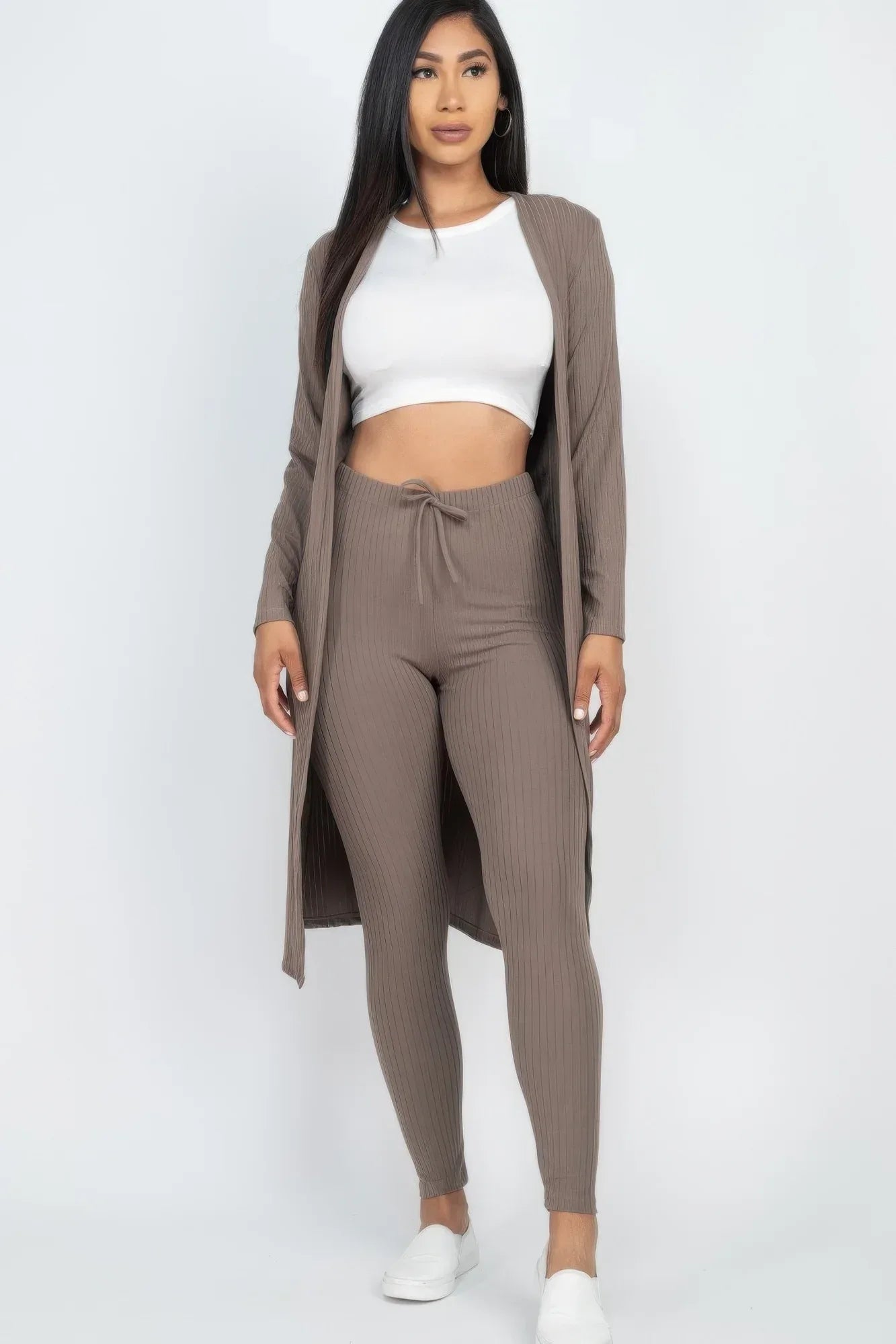 Ribbed Long Cardigan & Leggings Set | Mixtshop LLC