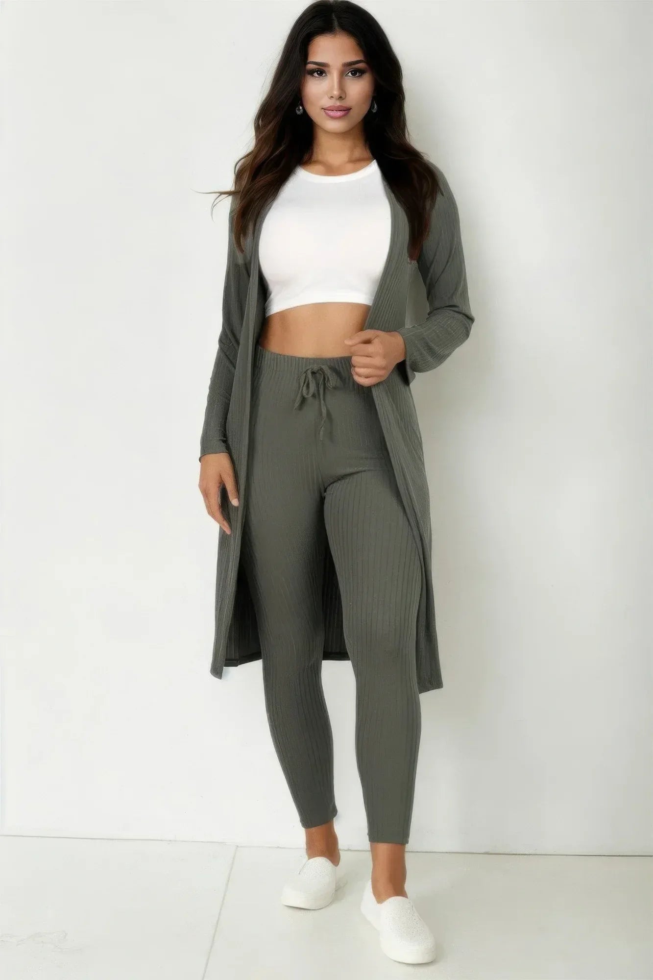 Ribbed Long Cardigan & Leggings Set | Mixtshop LLC