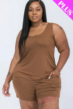 Plus Comfy Tank Top & Shorts Set | Mixtshop LLC