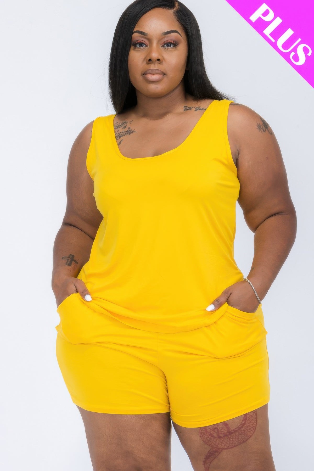 Plus Comfy Tank Top & Shorts Set | Mixtshop LLC