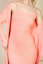 Ribbed Cardigan & Cami Midi Bodycon Dress | Mixtshop LLC