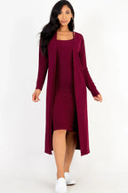 Ribbed Cardigan & Cami Midi Bodycon Dress | Mixtshop LLC