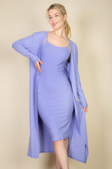 Ribbed Cardigan & Cami Midi Bodycon Dress | Mixtshop LLC