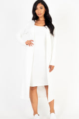 Ribbed Cardigan & Cami Midi Bodycon Dress | Mixtshop LLC