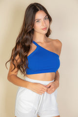 One Shoulder Ribbed Cropped Top | Mixtshop LLC