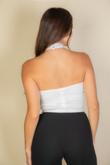 Ribbed Halter Neck Backless Top | Mixtshop LLC