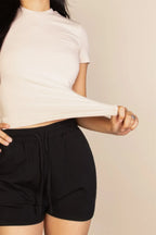 Ribbed Round Neck Short Sleeve Top | Mixtshop LLC