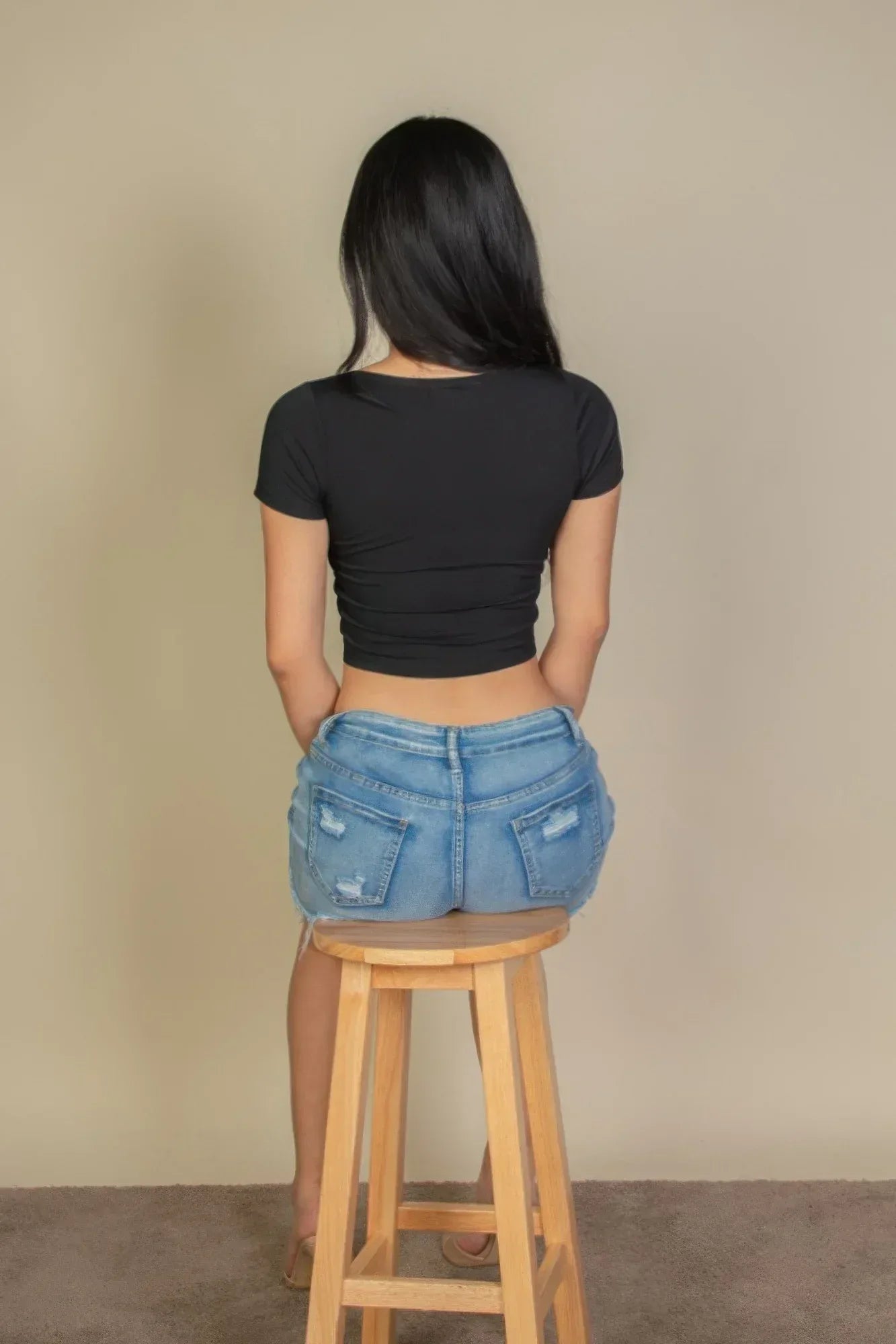 Tight Knitted Square Neck Short Sleeve T Shirt | Mixtshop LLC