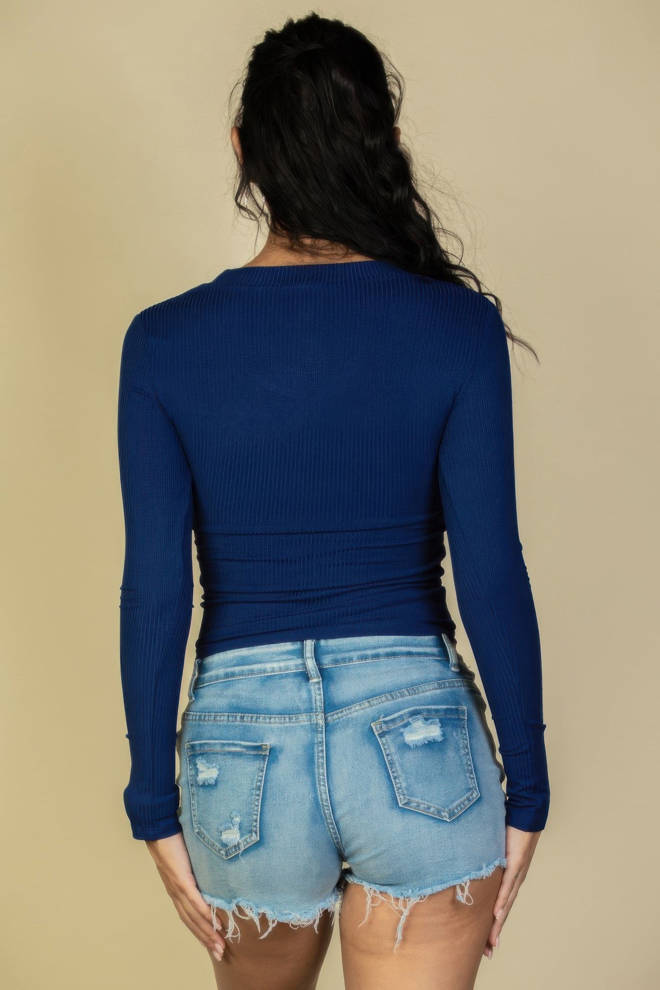 Ribbed Crew Neck Long Sleeve Tee | Mixtshop LLC