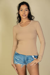 Ribbed Crew Neck Long Sleeve Tee | Mixtshop LLC