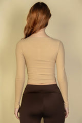Ribbed Button Up Long Sleeve Crop Top | Mixtshop LLC