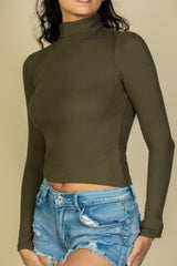 Ribbed Turtleneck Long Sleeve Top | Mixtshop LLC