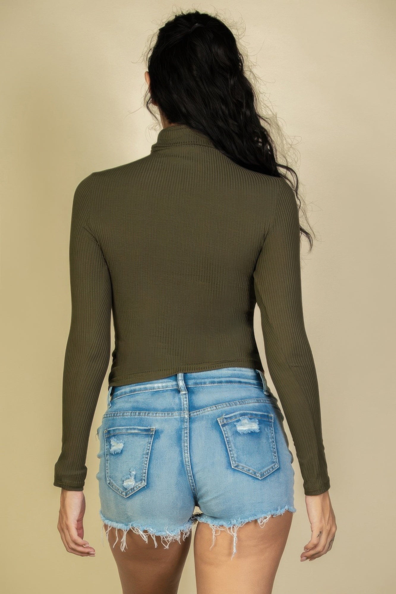Ribbed Turtleneck Long Sleeve Top | Mixtshop LLC