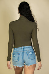Ribbed Turtleneck Long Sleeve Top | Mixtshop LLC