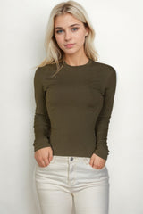 Ribbed Round Neck Long Sleeve Top | Mixtshop LLC