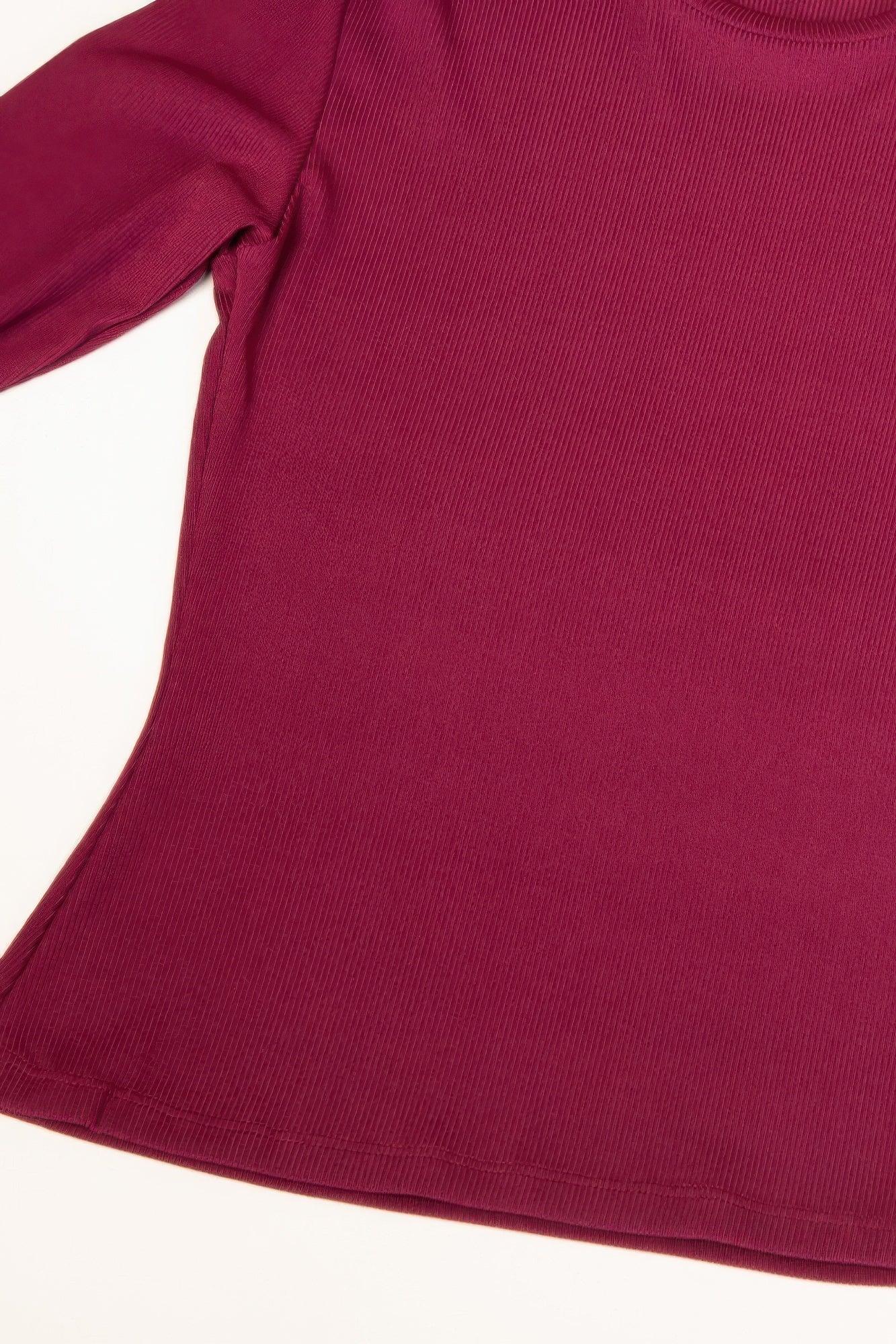 Ribbed Round Neck Long Sleeve Top | Mixtshop LLC