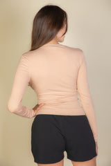 Ribbed Round Neck Long Sleeve Top | Mixtshop LLC