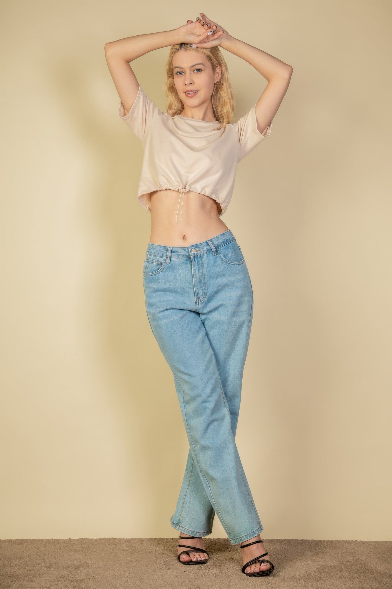 French Terry Toggle Drawstring Crop Top | Mixtshop LLC
