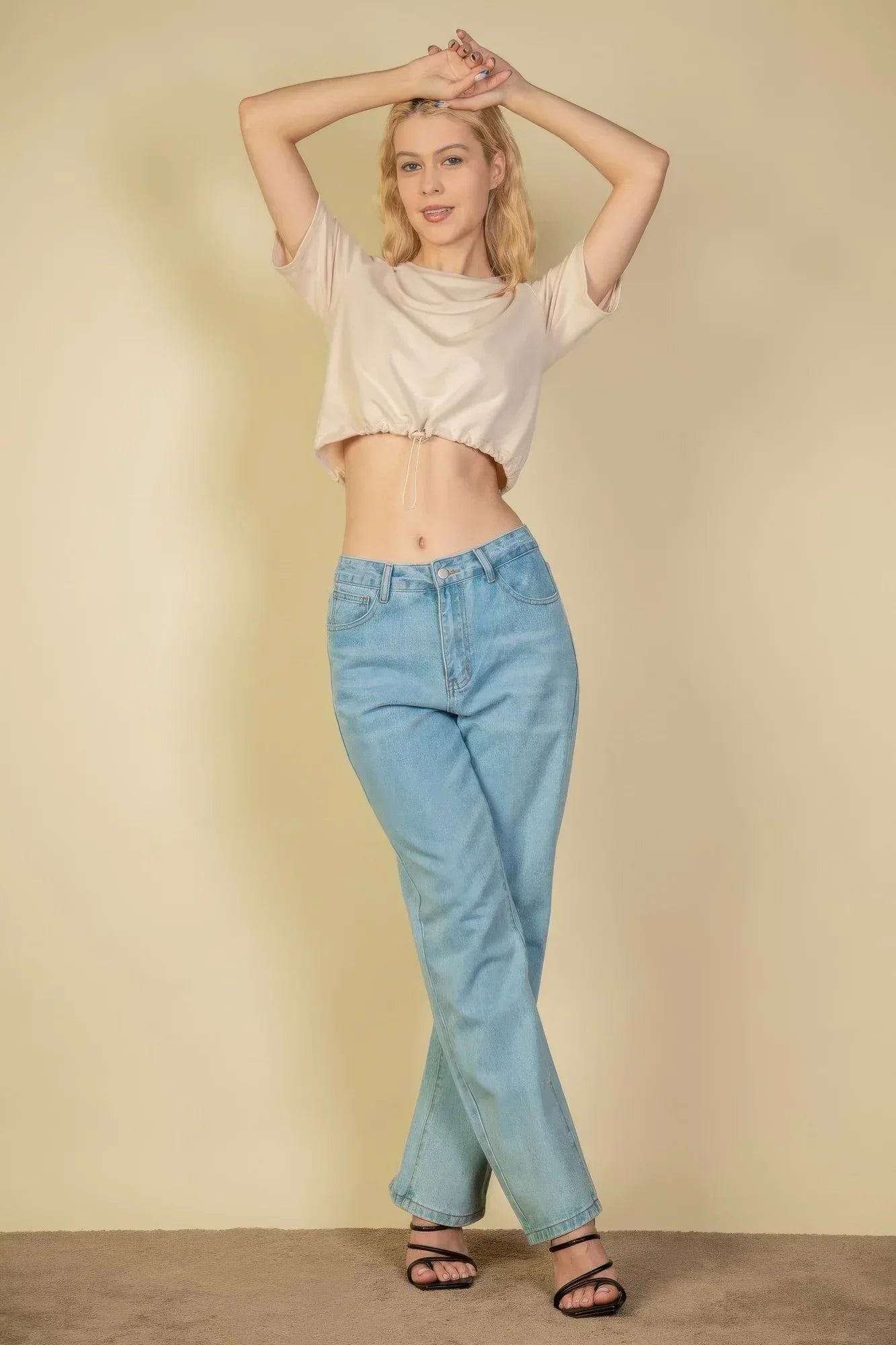 French Terry Toggle Drawstring Crop Top Secondary image