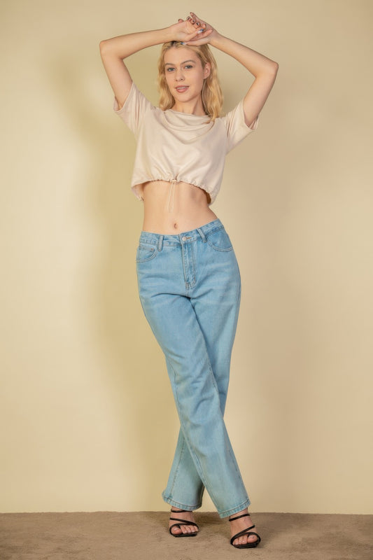 French Terry Toggle Drawstring Crop Top | Mixtshop LLC