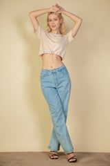 French Terry Toggle Drawstring Crop Top | Mixtshop LLC