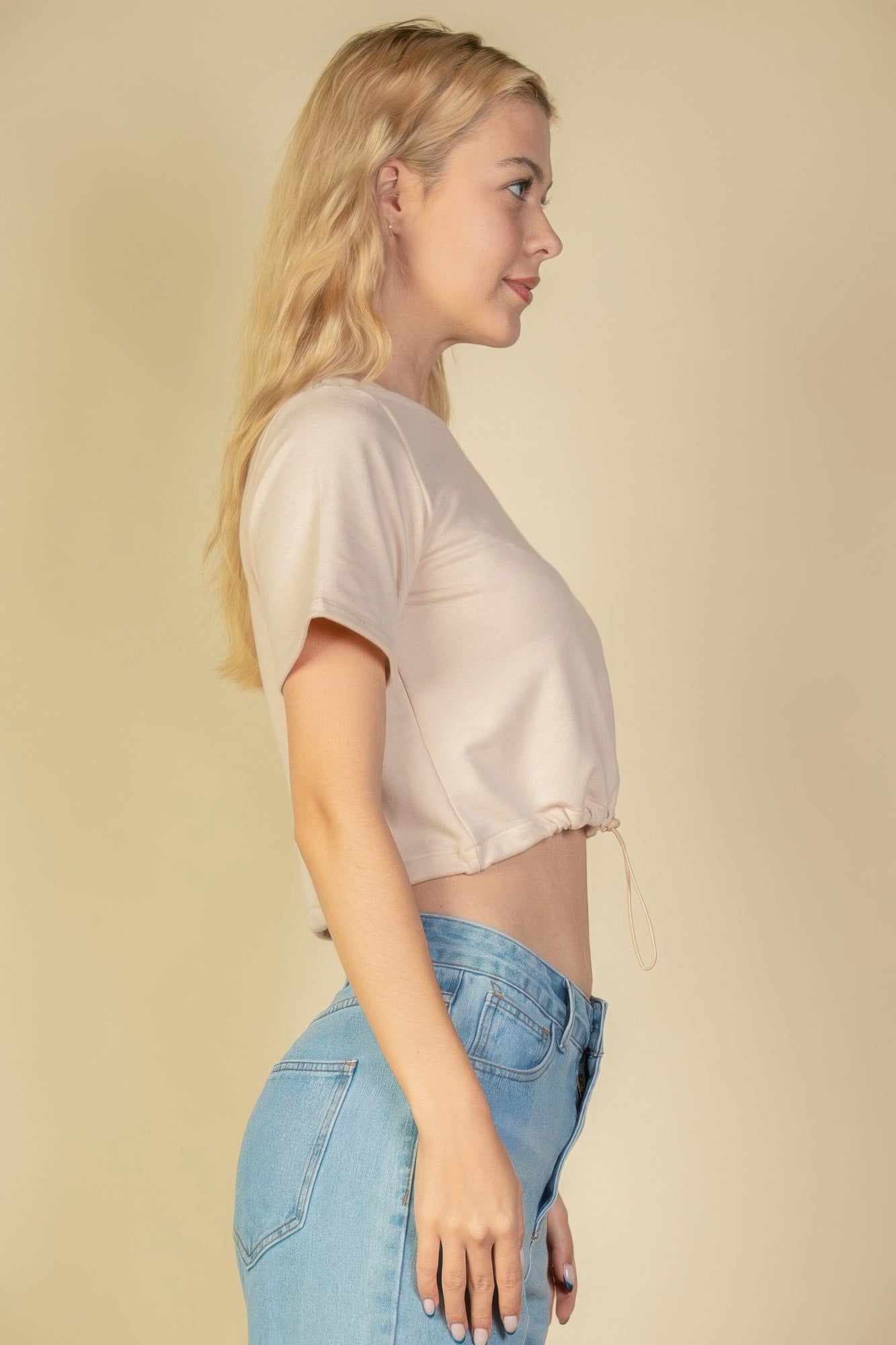 French Terry Toggle Drawstring Crop Top | Mixtshop LLC