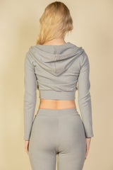 Ribbed Crop Zip Hoodie | Mixtshop LLC