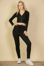 Ribbed Crop Zip Hoodie | Mixtshop LLC
