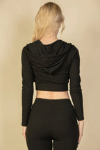 Ribbed Crop Zip Hoodie | Mixtshop LLC