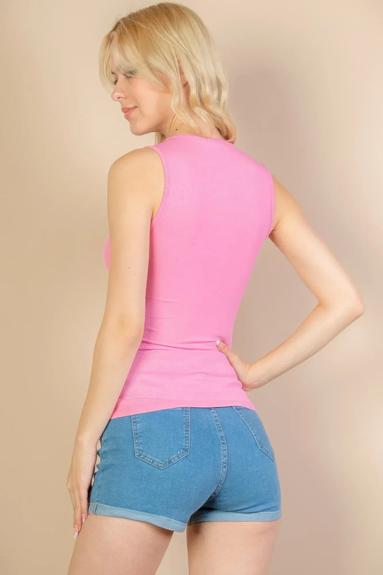 Ribbed V-neck Sleeveless Top | Mixtshop LLC