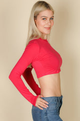 Crew Neck Long Sleeve Cropped Top | Mixtshop LLC