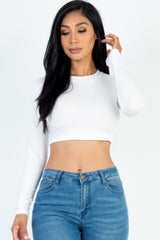 Crew Neck Long Sleeve Cropped Top | Mixtshop LLC