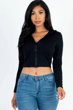 French Terry Crop Zip Up Hoodie | Mixtshop LLC
