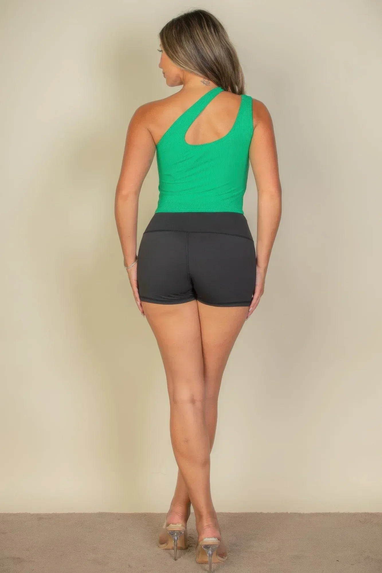 Ribbed One Shoulder Cross Strap Crop Top | Mixtshop LLC