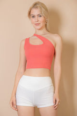 Ribbed One Shoulder Cross Strap Crop Top | Mixtshop LLC