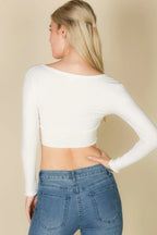 Ribbed Button Front Split Long Sleeve Top | Mixtshop LLC