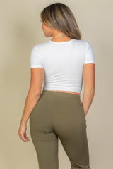 Ribbed Ruched Drawstring Surplice Top | Mixtshop LLC