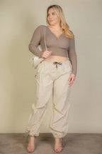 Plus Size Ribbed Wrap Front Long Sleeve Top | Mixtshop LLC