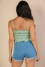 Tiered Shirred Body Crop Top | Mixtshop LLC