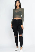Sexy Sheer Mesh Long Sleeve Crop Top | Mixtshop LLC