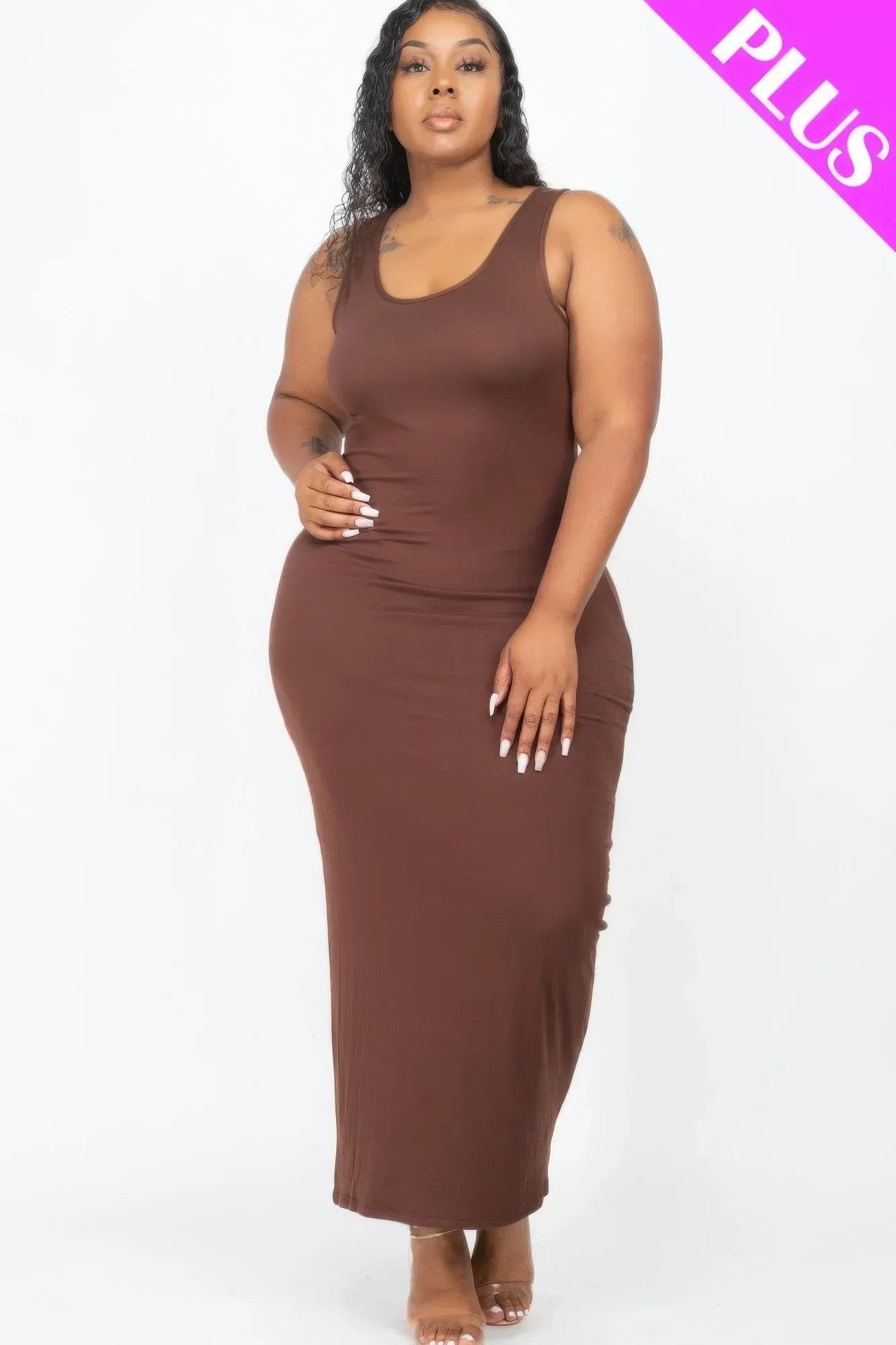 Plus Size Solid Basic Maxi Dress Secondary image