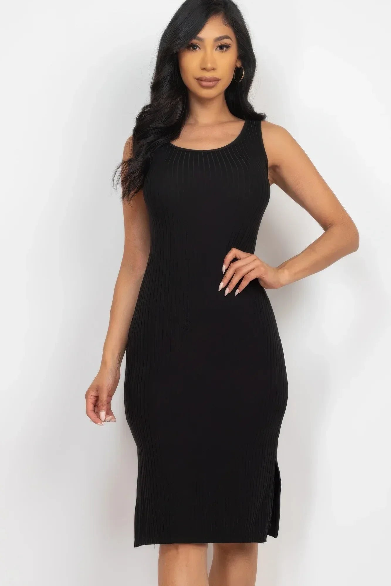 Ribbed Side Slit Tank Midi Dress | Mixtshop LLC Main image