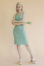 Ribbed Side Slit Tank Midi Dress | Mixtshop LLC