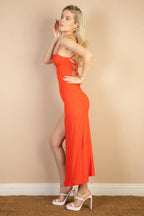 Solid Cami Maxi Slit Dress | Mixtshop LLC