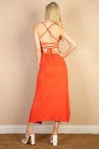 Solid Cami Maxi Slit Dress | Mixtshop LLC