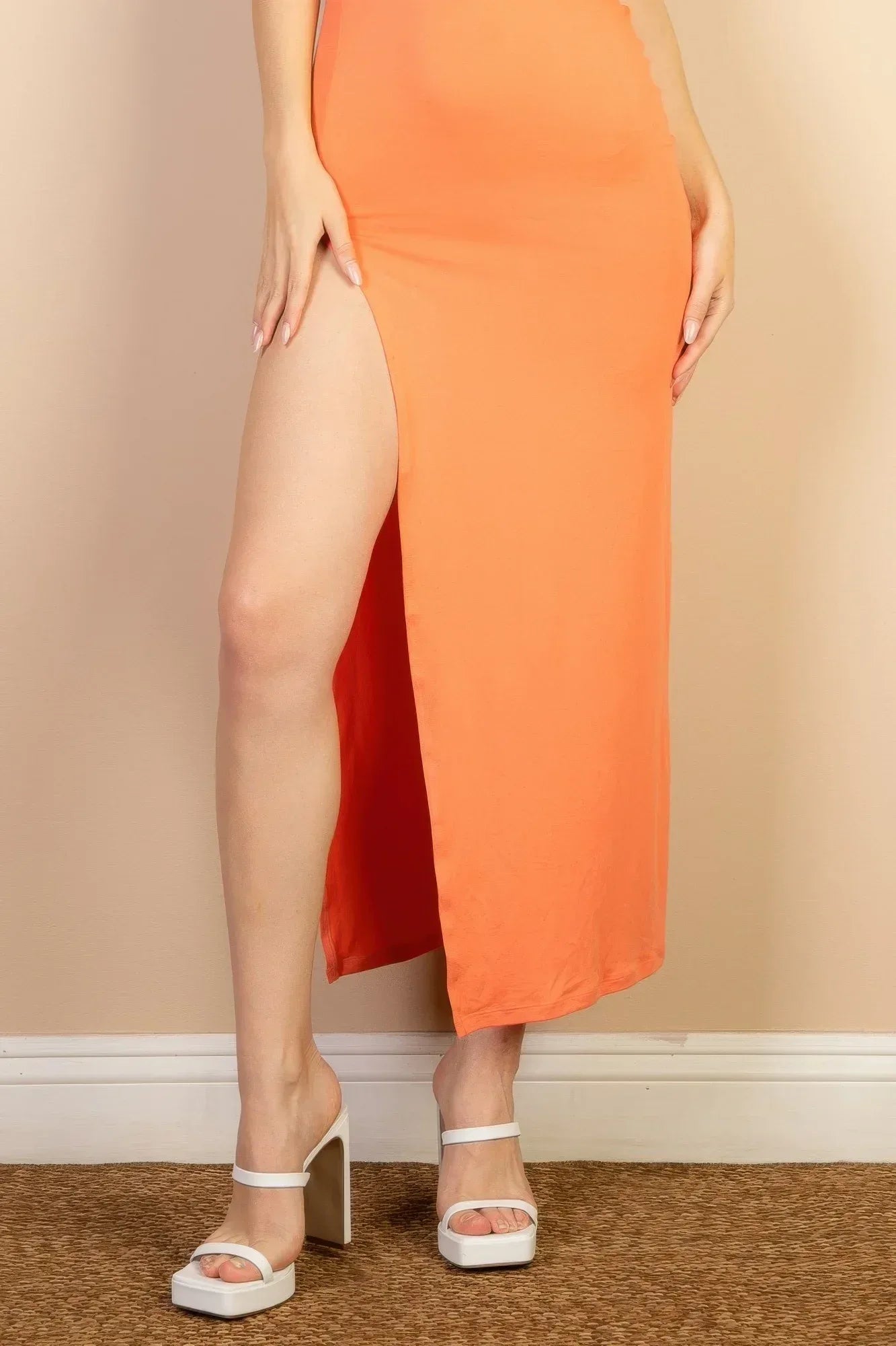 Solid Cami Maxi Slit Dress | Mixtshop LLC