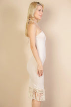 Ribbed Halter Neck Fringe Midi Dress | Mixtshop LLC