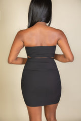 Ribbed Bandeau Cut Out Back Mini Bodycon Dress | Mixtshop LLC
