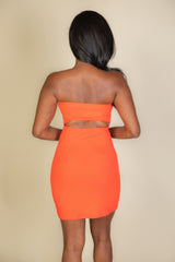 Ribbed Bandeau Cut Out Back Mini Bodycon Dress | Mixtshop LLC